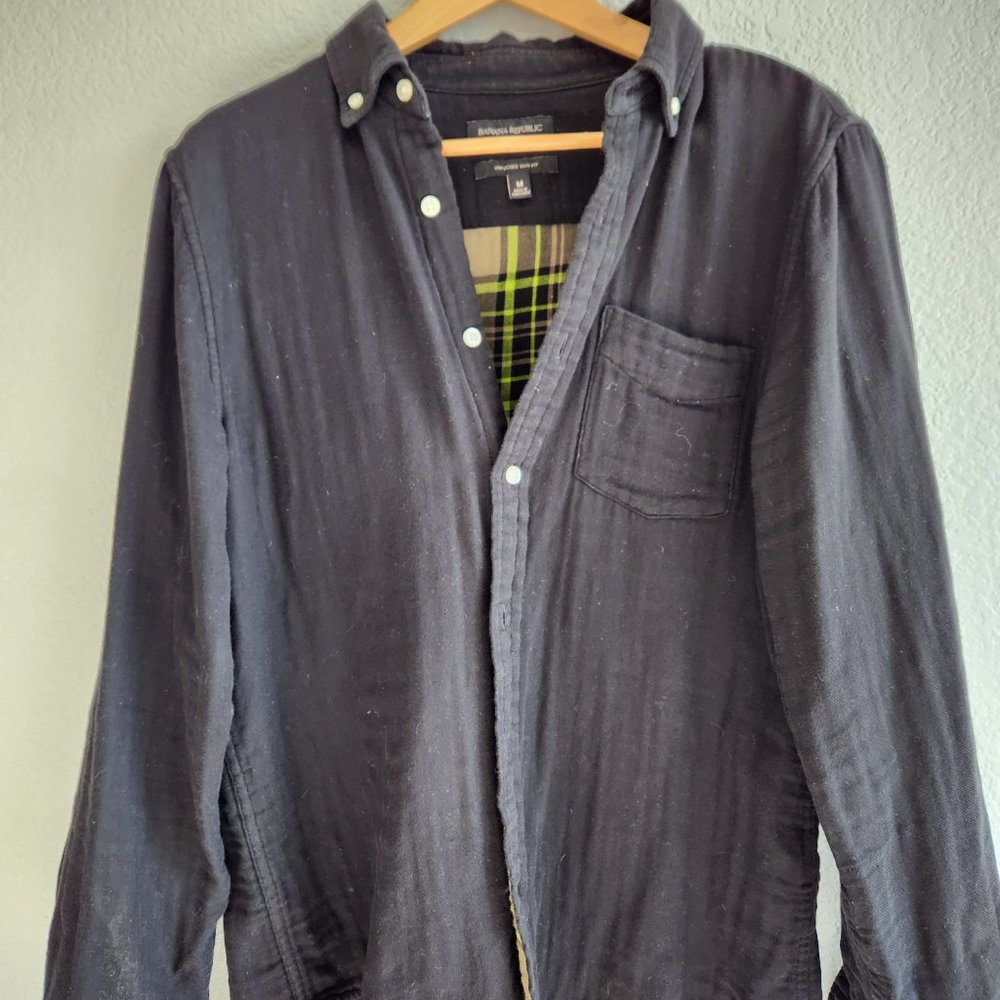 Banana Rebpulic Black shirt with Plaid lining